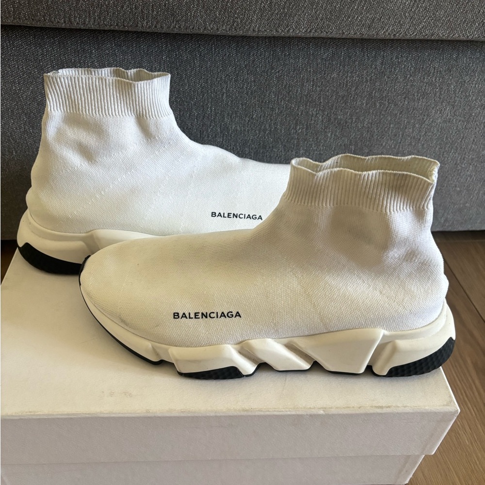 Balenciaga White Speed Trainer Sneakers